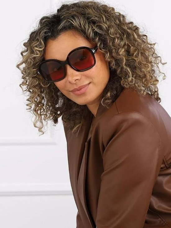 Tom Ford HANLEY FT1034/S 52F Sunglasses Havana Oversized Round Square Brown main image 7